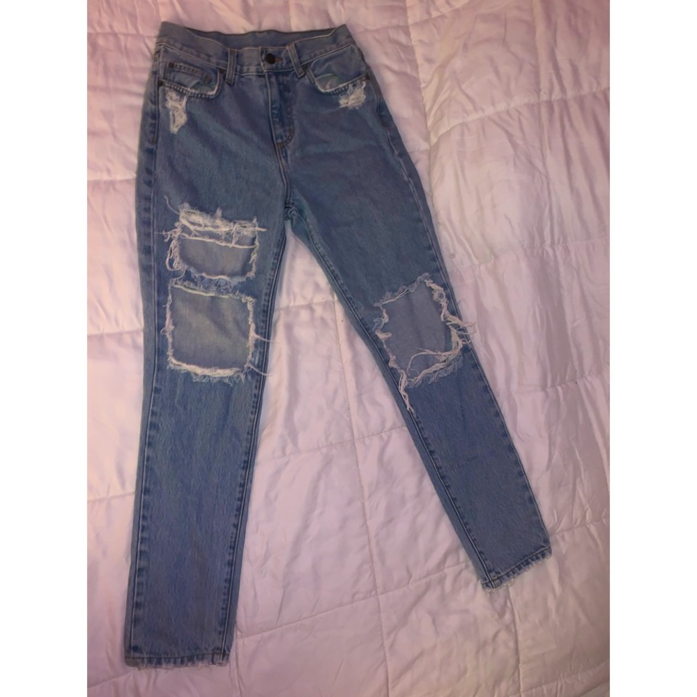 LF straight leg ripped blue jeans